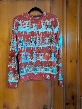 Festive Red Holiday Dog Print Sweatshirt